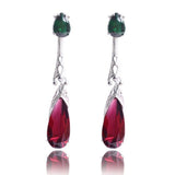 Purple Green Zircon Earrings Long Teardrop For Women Wedding Jewelry - Genuine - Gemstone