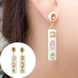 Purple Green Zircon Earrings Long Teardrop For Women Wedding Jewelry - Genuine - Gemstone