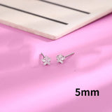 Real 925 Sterling Star Stud Earrings for Women Geometric Zircon Fine Jewelry - Gemstone Gold