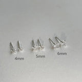 Real 925 Sterling Star Stud Earrings for Women Geometric Zircon Fine Jewelry - Gemstone Gold
