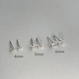 Real 925 Sterling Star Stud Earrings for Women Geometric Zircon Fine Jewelry - Gemstone Gold