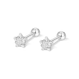 Real 925 Sterling Star Stud Earrings for Women Geometric Zircon Fine Jewelry - Gemstone Gold