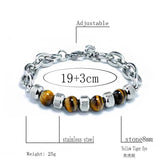 Real Natural Stone Beads Braslet Bracelet Tiger eye Punk Link Chain - Gemstone Gold