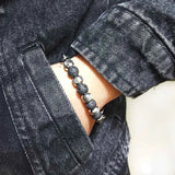 Real Natural Stone Beads Braslet Bracelet Tiger eye Punk Link Chain - Gemstone Gold