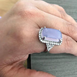 Rectangle Light Purple Zircon Ring Silver Engagement Jewelry for Women - Gemstone Gold