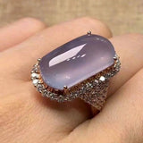 Rectangle Light Purple Zircon Ring Silver Engagement Jewelry for Women - Gemstone Gold