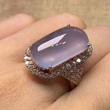 Rectangle Light Purple Zircon Ring Silver Engagement Jewelry for Women - Gemstone Gold