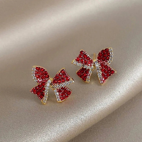 Red Heart Ruby Stud Earrings For Women Girl Wedding Festival Jewelry - Gemstone Gold