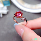 Red Moissanite Gold Ring Women Engagement Jewelry - Genuine - Gemstone