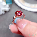 Red Moissanite Gold Ring Women Engagement Jewelry - Genuine - Gemstone