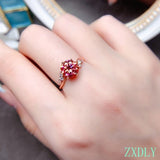 Red Moissanite Gold Ring Women Engagement Jewelry - Genuine - Gemstone