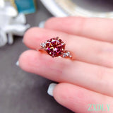 Red Moissanite Gold Ring Women Engagement Jewelry - Genuine - Gemstone