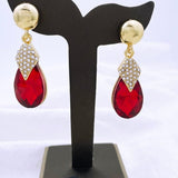 Red Rhinestone Gold Jewelry Set Water Drop Pendant For Women Jewelry - Genuine - Gemstone