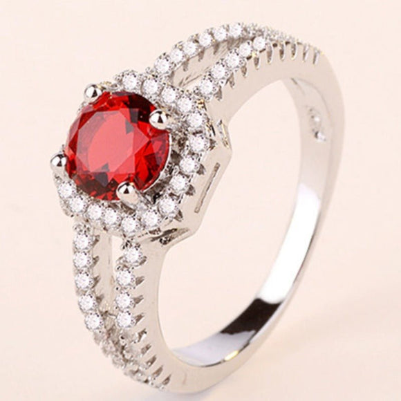 Red Ruby Engagement Ring 925 Silver For Women Wedding Jewelry Gift - Genuine - Gemstone