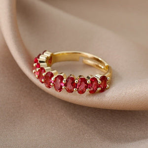 Red Ruby Golden Ring for Women Wedding Party Jewelry - Genuine - Gemstone