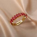 Red Ruby Golden Ring for Women Wedding Party Jewelry - Genuine - Gemstone