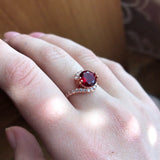 Red Ruby Wedding Ring For Women Engagement Jewelry - Genuine - Gemstone