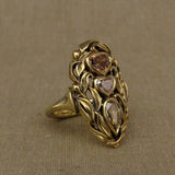 Retro Bohemian Gold Women Heart Engagement Anniversary Jewelry - Genuine - Gemstone