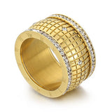 Retro Roman Numeral Ring Gold For Women Jewelry - Genuine - Gemstone