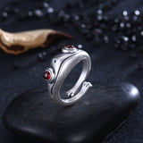 Retro Silver Frog Ring Women Anniverssary Party Jewelry - Genuine - Gemstone