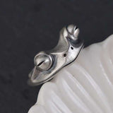 Retro Silver Frog Ring Women Anniverssary Party Jewelry - Genuine - Gemstone