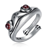 Retro Silver Frog Ring Women Anniverssary Party Jewelry - Genuine - Gemstone