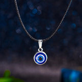 Round Demon Eye Pendant Necklace For Women Jewelry Charm Clavicle Chain - Gemstone Gold