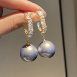 Round Pearl Bohemian Drop Earrings for Women Gold Wedding Jewelry Gift - Genuine - Gemstone