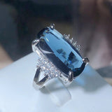 Sapphire Dark Blue Zircon Ring Female Anniverssary Jewelry Gift Women - Gemstone Gold