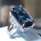 Sapphire Dark Blue Zircon Ring Female Anniverssary Jewelry Gift Women - Gemstone Gold