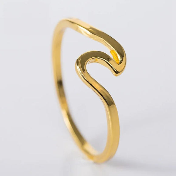 Sea Wave Ring Rose Gold Jewelry For Women Anniverssary Surfer Gift - Genuine - Gemstone