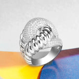 Shiny Corssover Zircon Ring Women Wedding Jewelry Engagement Accessories Gift - Gemstone Gold