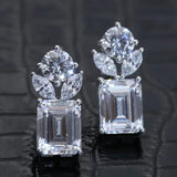 Short Drop Earrings with Flower Topaz Diamond for Women Eye Catching Party Wedding Jewelry - Genuine - Gemstone