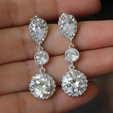 Short Drop Earrings with Flower Topaz Diamond for Women Eye Catching Party Wedding Jewelry - Genuine - Gemstone