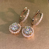 Short Drop Earrings with Flower Topaz Diamond for Women Eye Catching Party Wedding Jewelry - Genuine - Gemstone