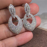 Short Drop Earrings with Flower Topaz Diamond for Women Eye Catching Party Wedding Jewelry - Genuine - Gemstone