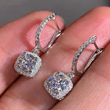 Short Drop Earrings with Flower Topaz Diamond for Women Eye Catching Party Wedding Jewelry - Genuine - Gemstone