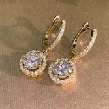 Short Drop Earrings with Flower Topaz Diamond for Women Eye Catching Party Wedding Jewelry - Genuine - Gemstone