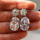 Short Drop Earrings with Flower Topaz Diamond for Women Eye Catching Party Wedding Jewelry - Genuine - Gemstone