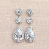 Short Drop Earrings with Flower Topaz Diamond for Women Eye Catching Party Wedding Jewelry - Genuine - Gemstone