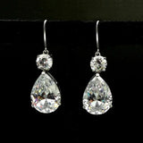 Short Drop Earrings with Flower Topaz Diamond for Women Eye Catching Party Wedding Jewelry - Genuine - Gemstone