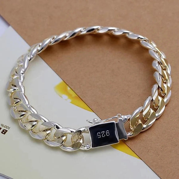 Silver Chain Solid Bracelet for Women Charm Party Gift Wedding Jewelry - Gemstone Gold