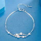 Silver Metal Bracelet for Women Beads Handmade Birthday Christmas Gift - Gemstone Gold