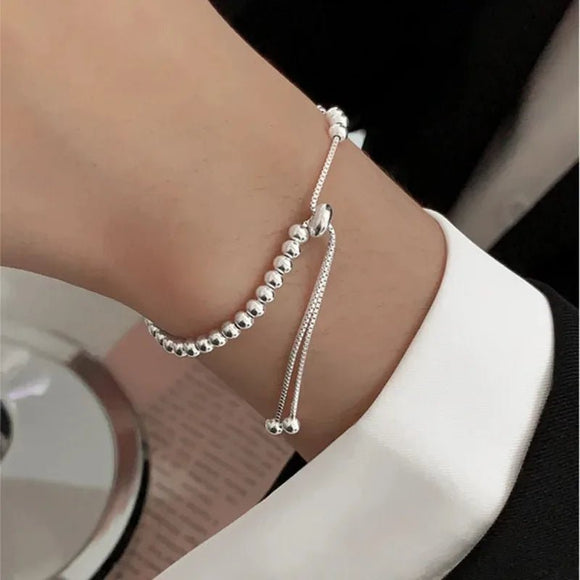 Silver Metal Bracelet for Women Beads Handmade Birthday Christmas Gift - Gemstone Gold