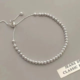 Silver Metal Bracelet for Women Beads Handmade Birthday Christmas Gift - Gemstone Gold