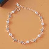 Silver Metal Bracelet for Women Beads Handmade Birthday Christmas Gift - Gemstone Gold