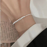 Silver Metal Bracelet for Women Beads Handmade Birthday Christmas Gift - Gemstone Gold