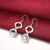 Silver Round Square Necklace Earring Set For Woman Wedding Engagement Jewelry - Gemstone Gold