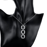 Silver Round Square Necklace Earring Set For Woman Wedding Engagement Jewelry - Gemstone Gold
