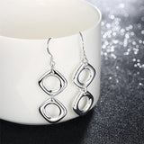 Silver Round Square Necklace Earring Set For Woman Wedding Engagement Jewelry - Gemstone Gold